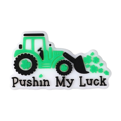 Silicone Focal Beads Saint Patrick Day Clover Highland Cattle Design 15