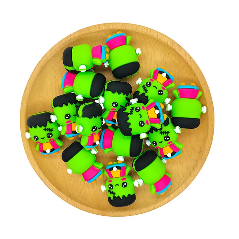 Silicone 3D Focal Beads Green Sprite Front Facing 2