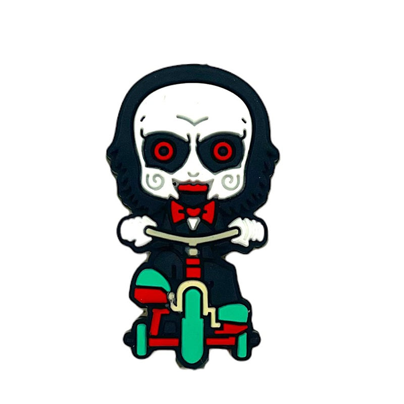 20pcs Silicone Focal Beads Halloween Clown on Bike Front Facing