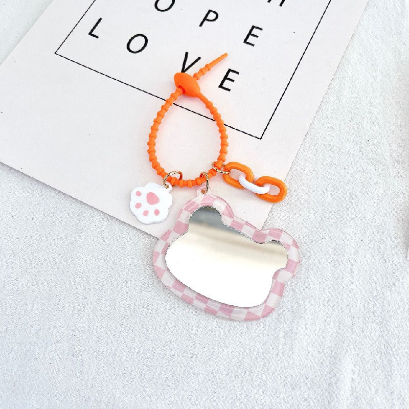Acrylic Cartoon Bear Mirror Keychain Cute Charm Accessory 6