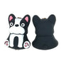 Silicone 3D Focal Beads Black White Dog Pink Ears Sitting Pose