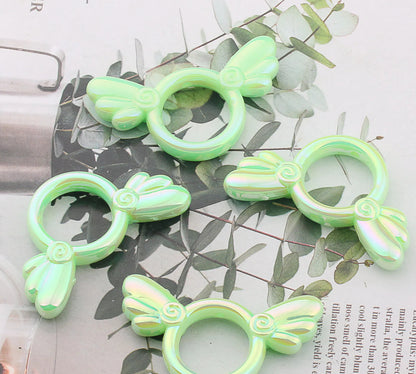 2Pcs 25x46mm Sakura Angel Wings Acrylic Beads UV Finish Color Plated 14