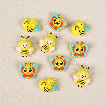 Silicone 3D Focal Beads Bee Butterfly with Smiling Faces 3