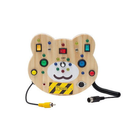 Wooden Montessori Toys LED Light Button Switch Activity Toy