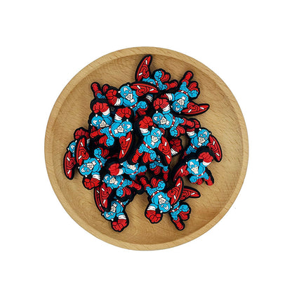 20pcs Silicone Focal Beads Blue Shield Superhero Character with Raised Shield 2