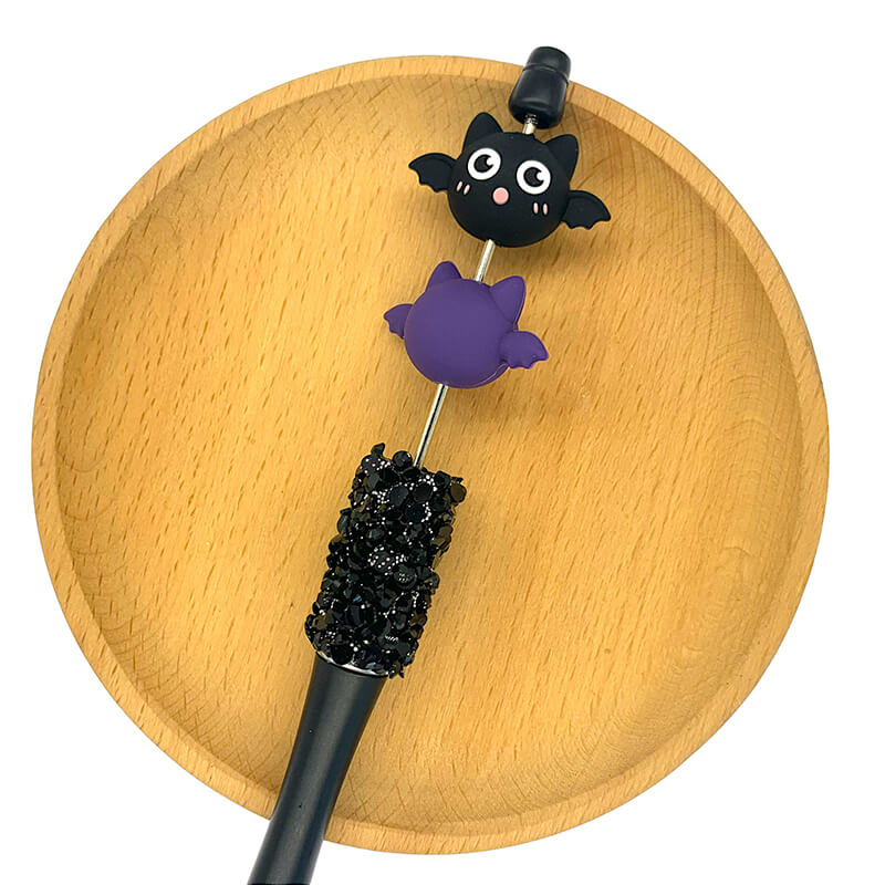 Silicone 3D Focal Beads Bat Halloween Wings Spread 4