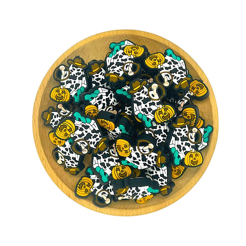 20pcs Silicone Focal Beads Halloween Western Ghost Pumpkin Holding Lasso 2