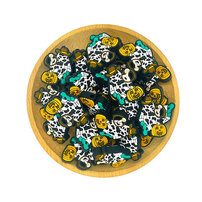 20pcs Silicone Focal Beads Halloween Western Ghost Pumpkin Holding Lasso 2