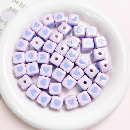 10pcs 12mm Heart Cube Acrylic Beads DIY Bracelet Making 18