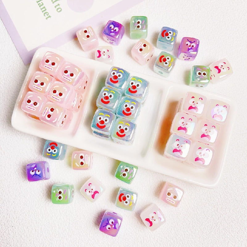 10pcs 14mm Funny Expression Square Acrylic Beads Jewelry Making 2