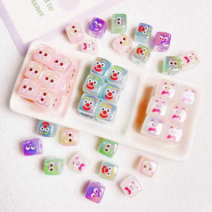 10pcs 14mm Funny Expression Square Acrylic Beads Jewelry Making 2