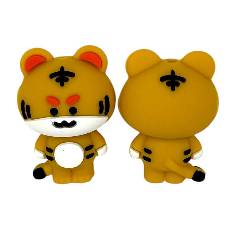 20Pcs Silicone 3D Focal Beads Cute Little Tiger Side Profile
