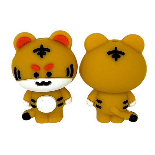 20Pcs Silicone 3D Focal Beads Cute Little Tiger Side Profile