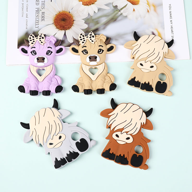 Silicone Highland Cow Teething Toy for Baby 2