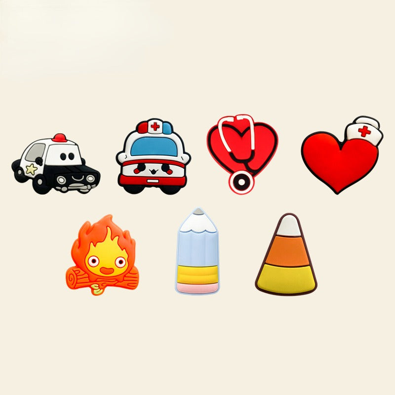 20pcs Silicone Focal Beads Medical Theme Ambulance Heart Stethoscope and More