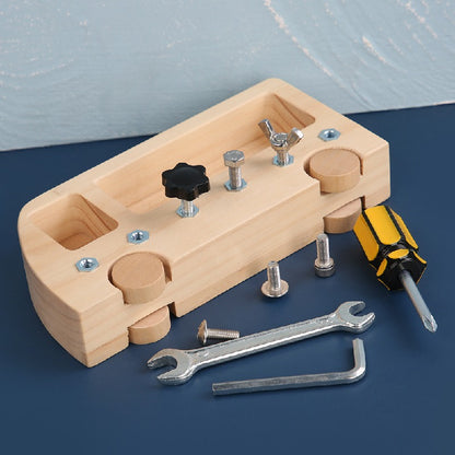 Wooden Building Blocks Montessori Toy Bus with Screwing Tools 5
