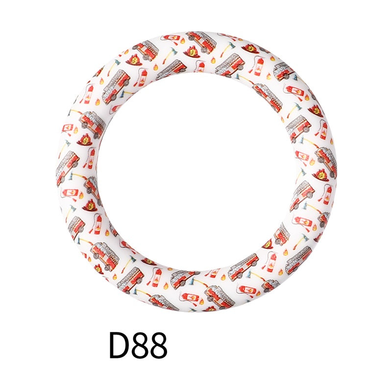 65mm Printed Silicone Beads Rings 40