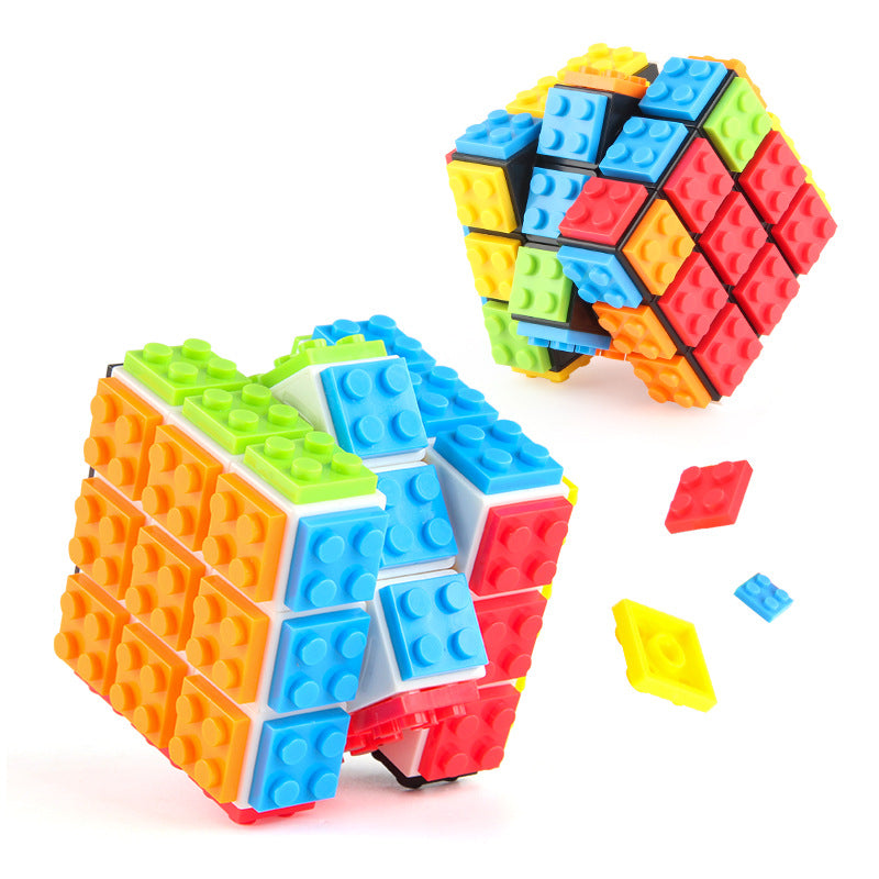 Plastic Fidget Cube Building Block Rubik's Cube Toy 6.5cm 2