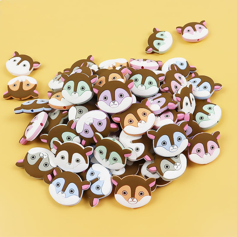 Silicone Focal Beads Cartoon Colored Animals Front Facing