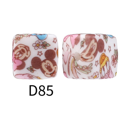 50pcs 15mm Disney Silicone Beads Printed Design 12