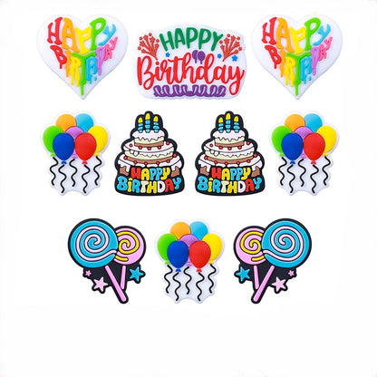 20Pcs Silicone Focal Beads Happy Birthday Party Balloon Cake Heart