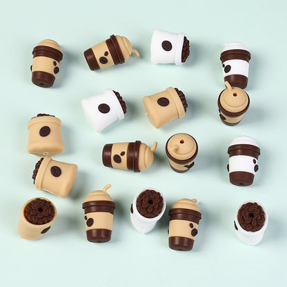 20Pcs Silicone 3D Focal Beads Coffee Cup with Coffee Bean Detail 2