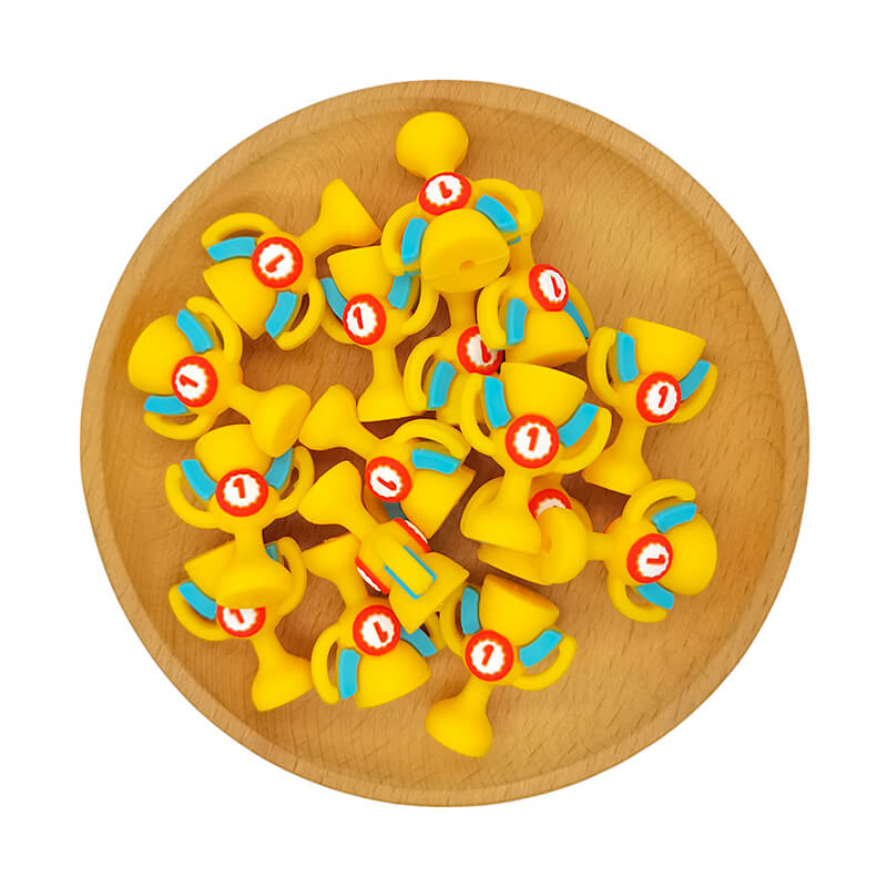 Silicone 3D Focal Beads Champion Trophy Holding Number One Medal 2