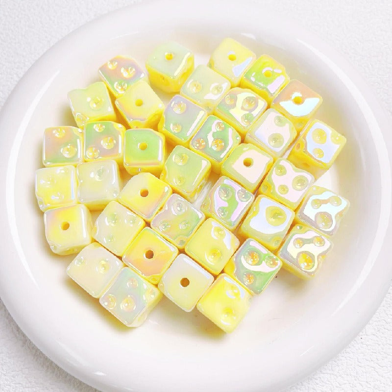 10pcs 14.5mm Light In The Dark Acrylic Cheese Cube Beads 10
