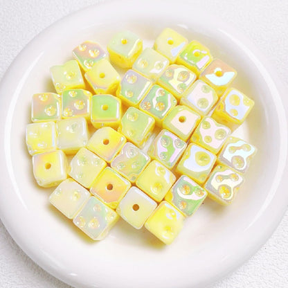 10pcs 14.5mm Light In The Dark Acrylic Cheese Cube Beads 10