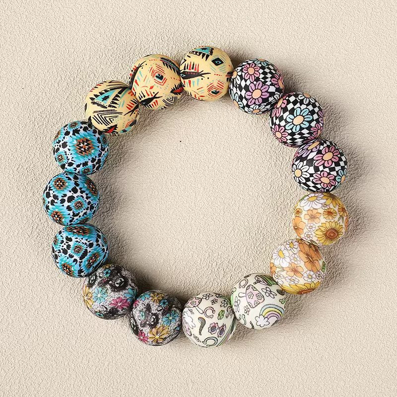 50pcs 15mm Rhombus Printed Silicone Beads Multi Color Design 10
