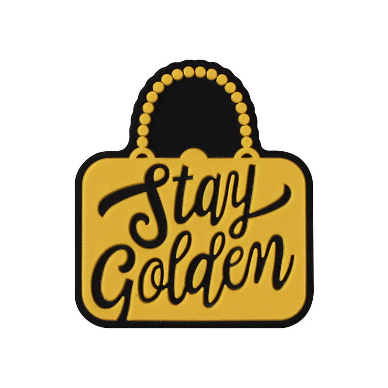 Silicone Focal Beads The Golden Girl Gold Bag and Text Detail 13