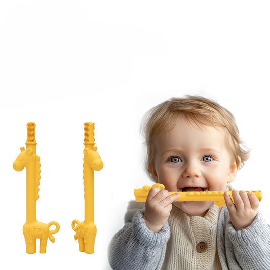 Giraffe Shape Silicone Teething Toys for Baby 2 Pieces