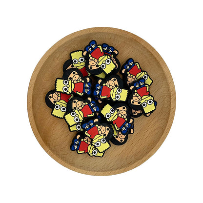 20pcs Silicone Focal Beads Yellow Character with Black Hood Accessory 2