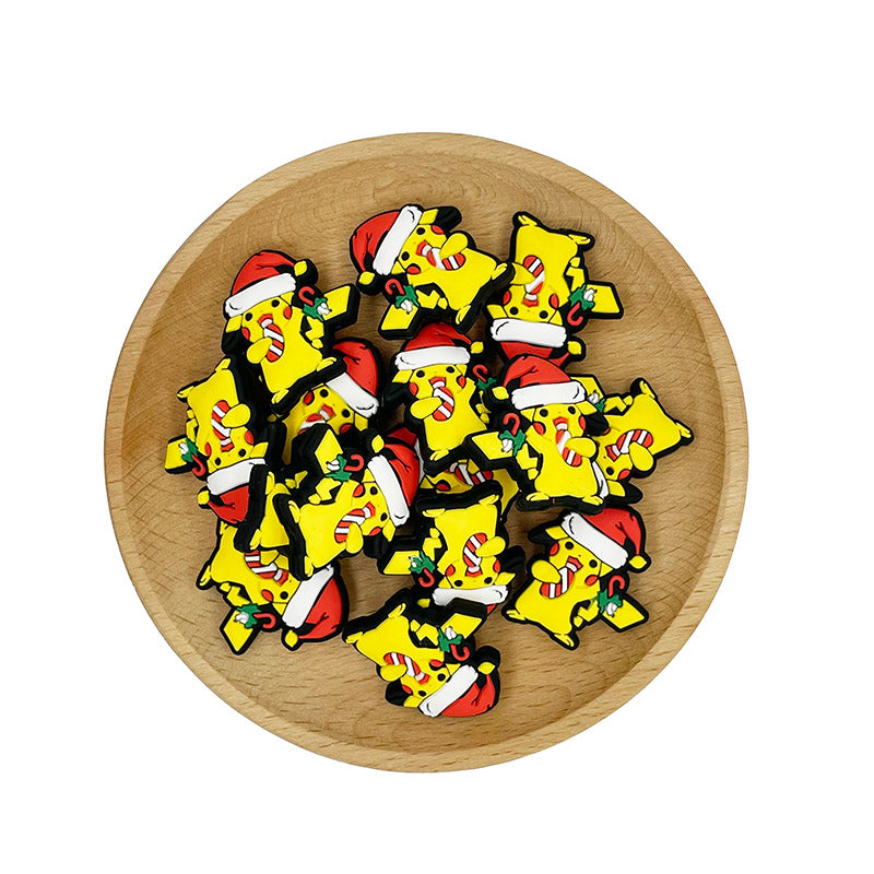20pcs Silicone Focal Beads Yellow Mouse Round Cheeks Lightning Tail Holding Candy Cane 2
