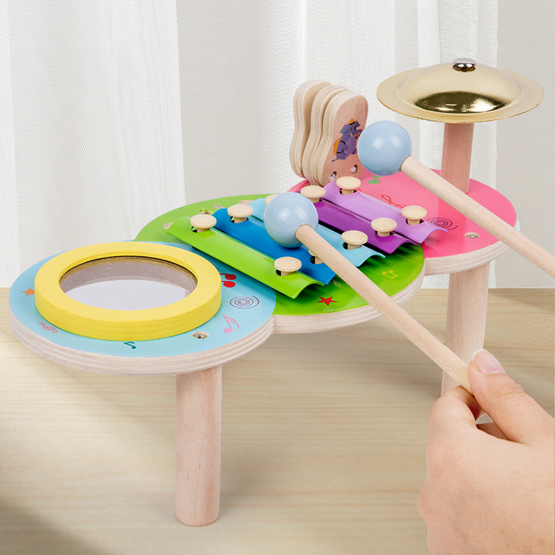 Wooden Kids Musical Instruments Four-in-One Percussion Instrument 4