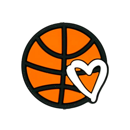 20pcs Silicone Focal Beads Sports Balls with Heart Detail 4
