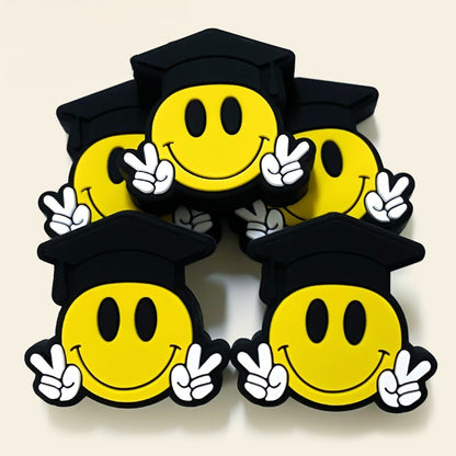 20Pcs Silicone Focal Beads Smiling Face Wearing Doctor Hat