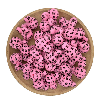 20pcs Mickey Printed LV Silicone Focal Beads 10