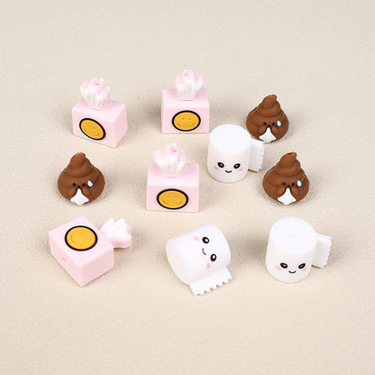 Silicone 3D Focal Beads Tissue Poop With White Tissue and Pink Paper 4