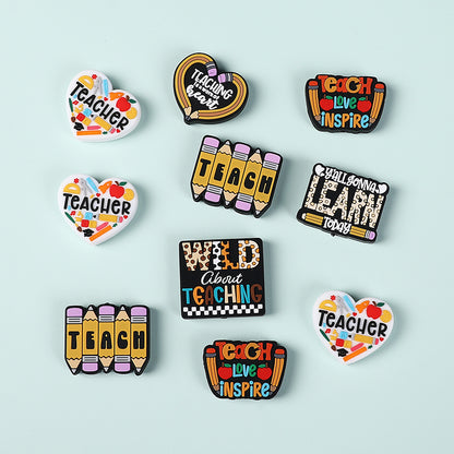 Silicone Focal Beads Teacher Heart Teaching Motivation Learn Designs 3