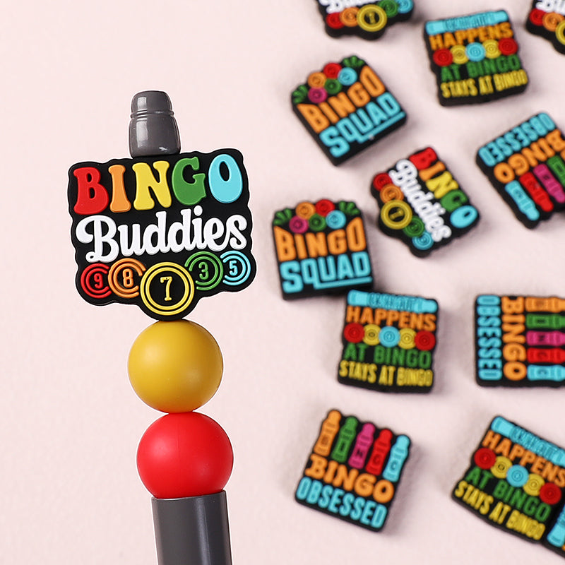 Silicone 3D Focal Beads Bingo Game Team with Number Detail