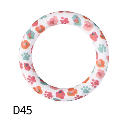 65mm Printed Silicone Beads Ring Shape Printed Design 51