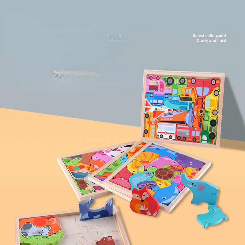 Cartoon Animal Wooden 3D Puzzle Educational Toy for Kids 4
