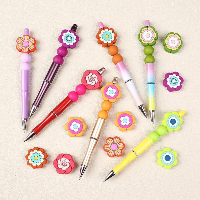 Silicone Focal Beads Bohemian Seven Flowers Layered Petal Detail 6