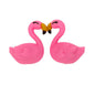 Silicone 3D Focal Beads Pink White Smiling Swan Facing Beak Detail