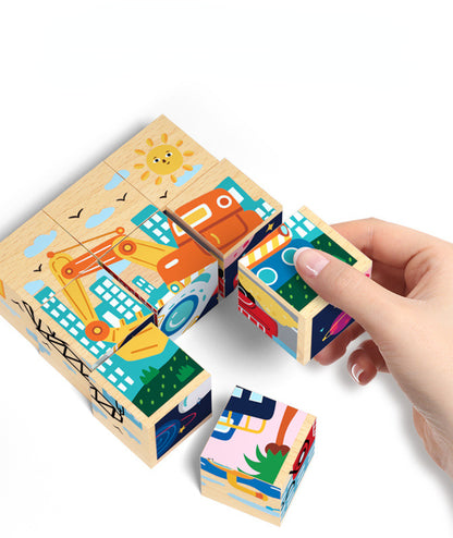 Wooden Building Blocks Animal Traffic Educational Toy 4