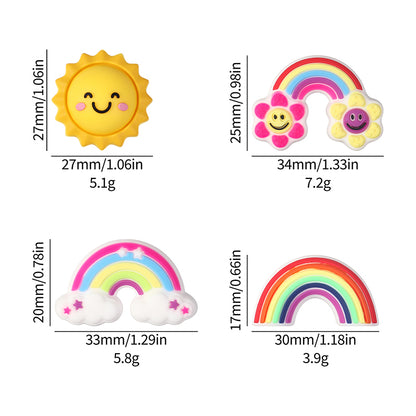 20Pcs Silicone 3D Focal Beads Smiling Sun Rainbow Flowers Holding White Cloud 9