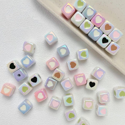 10pcs 12mm Heart Cube Acrylic Beads DIY Bracelet Making 4