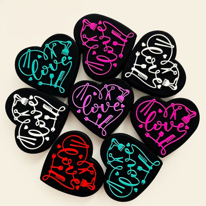 20Pcs Silicone Focal Beads Love Hair Salon Heart Shape with Hair Tool Design
