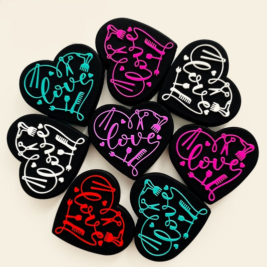 20Pcs Silicone Focal Beads Love Hair Salon Heart Shape with Hair Tool Design